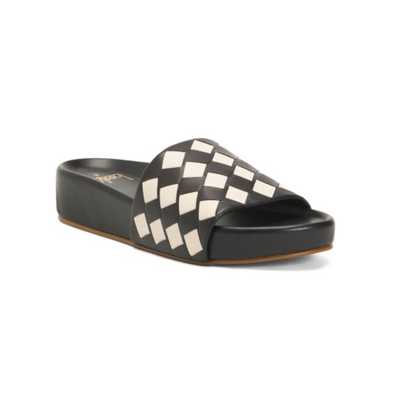 BEEK Egg/black Made In Mexico Leather Pelican Woven Sandals - Picture 1 of 2